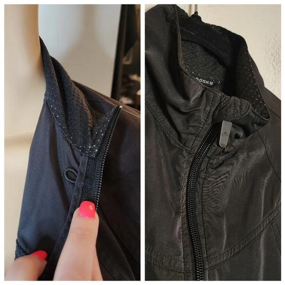Brooks black running jacket.  Shelter technology.  Full zip.  Women's medium - Picture 7 of 16